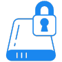 Ícone azul com um disco rígido e cadeado, representando a restrição de acesso e a proteção contra listagem de diretórios no servidor.