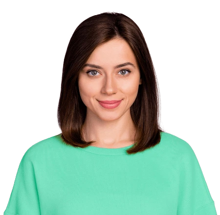 Mulher de cabelos lisos, pele clara, usando camiseta verde claro. Aparenta estar familiarizada com o método "Como Ganhar Dinheiro na Internet de Forma Honesta e Comprovada"